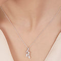 Falling Leaf CZ Rhodium Plated 925 Silver Necklace