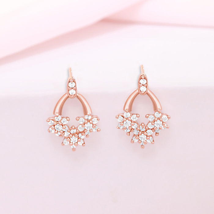 Fancy Rose Gold Plated 925 Sterling Silver Earrings