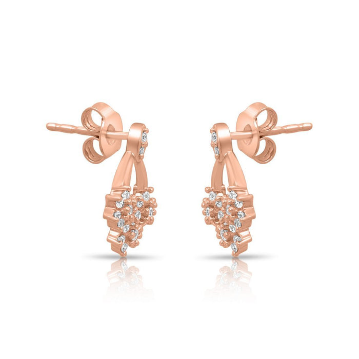 Fancy Rose Gold Plated 925 Sterling Silver Earrings