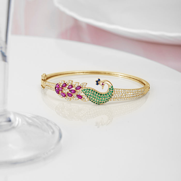 925 Sterling Silver Feathered Fantasy Peacock Bracelet for Women – Zavya