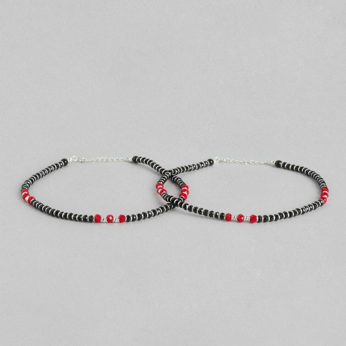 Fiery Elegance Rhodium Plated 925 Sterling Silver Anklet