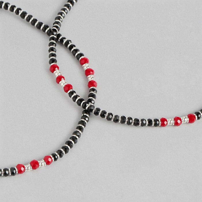 Fiery Elegance Rhodium Plated 925 Sterling Silver Anklet