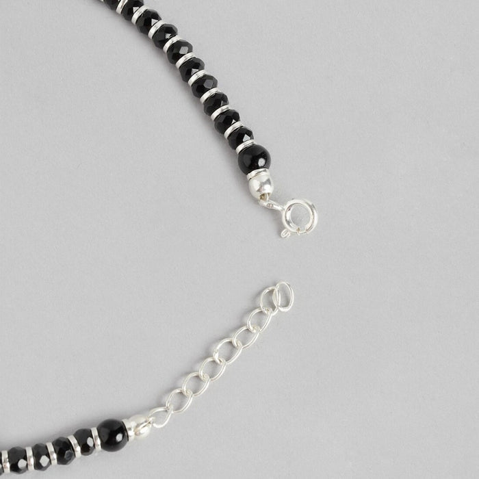 Fiery Elegance Rhodium Plated 925 Sterling Silver Anklet