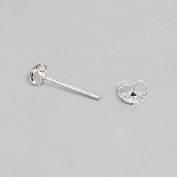 Fiery Elegance Rhodium-Plated 925 Sterling Silver Stud Earrings