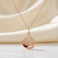 Filigree Rose Gold Plated 925 Sterling Silver Pendant with Link Chain