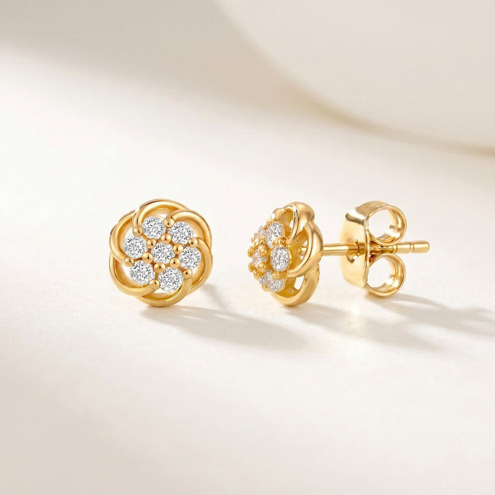 First Blush Petal Gold Plated 925 Silver Stud Earrings