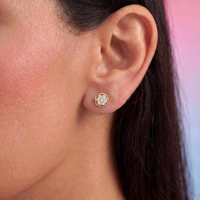First Blush Petal Gold Plated 925 Silver Stud Earrings