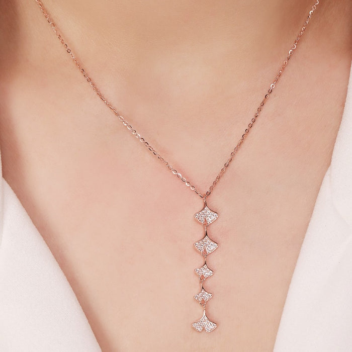 Five-Leaf Harmony Radiance Rose Gold-Plated 925 Sterling Silver Necklace