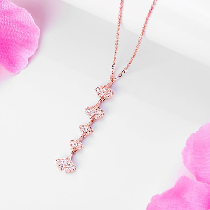 Five-Leaf Harmony Radiance Rose Gold-Plated 925 Sterling Silver Necklace