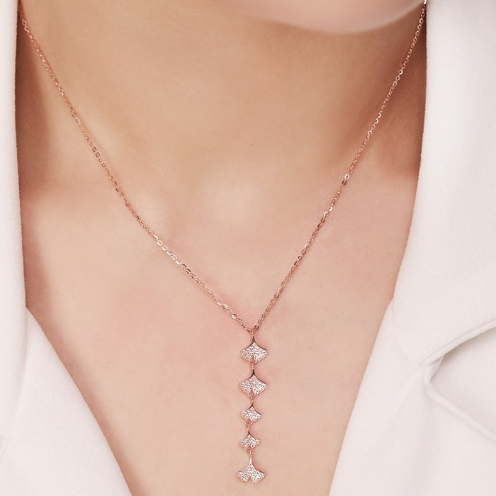 Five-Leaf Harmony Radiance Rose Gold-Plated 925 Sterling Silver Necklace