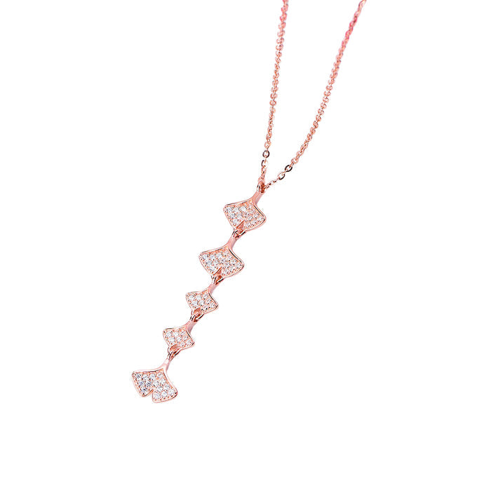 Five-Leaf Harmony Radiance Rose Gold-Plated 925 Sterling Silver Necklace