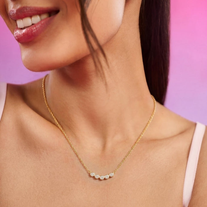 Five Stone Bezel Set Gold Plated 925 Sterling Silver Necklace