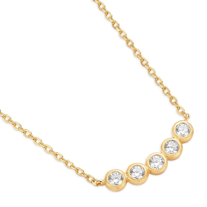 Five Stone Bezel Set Gold Plated 925 Sterling Silver Necklace