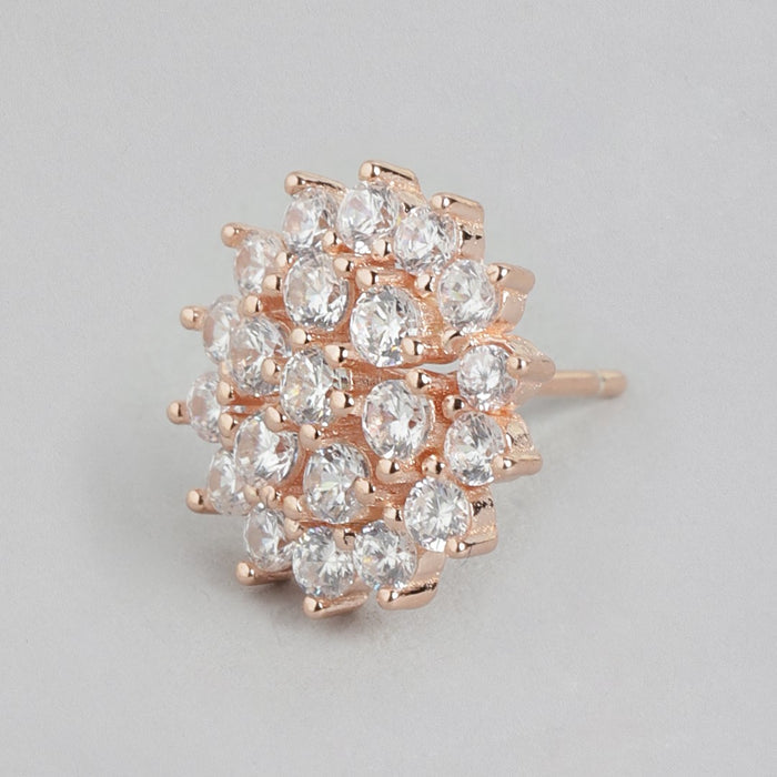 Fleur de Luxe Rose Gold-Plated Floral CZ 925 Sterling Silver Earrings