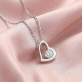 Floating Heart Glow Rhodium Plated 925 Silver Necklace