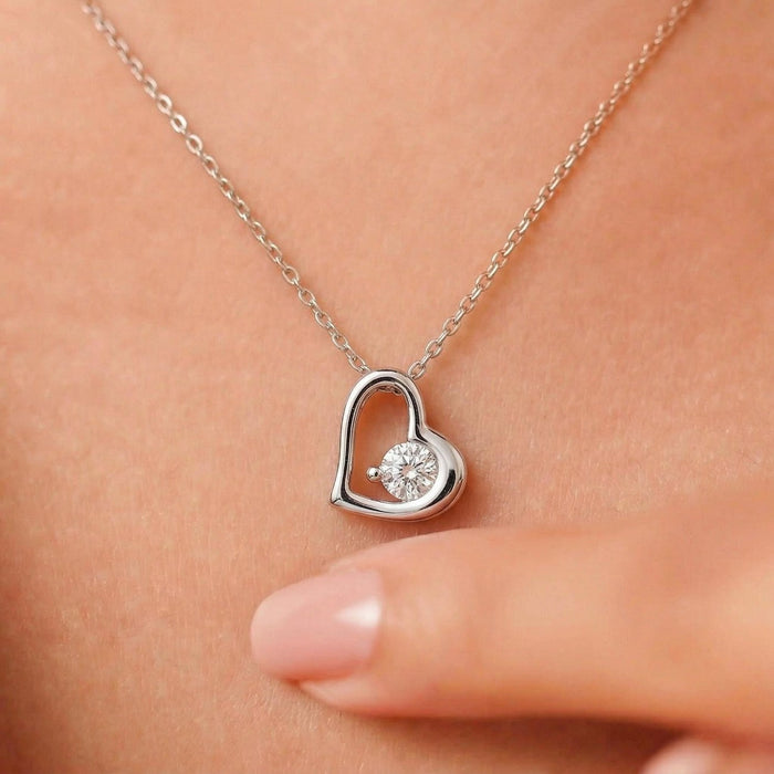 Floating Heart Glow Rhodium Plated 925 Silver Necklace