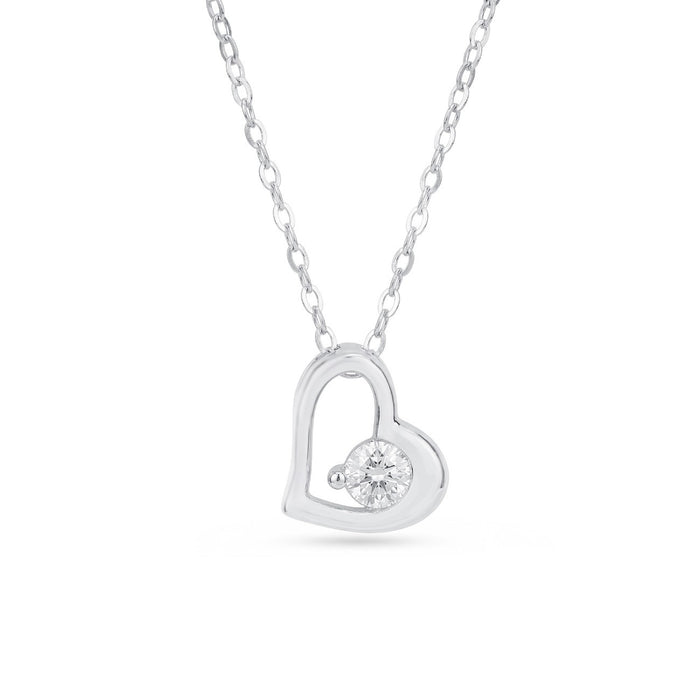 Floating Heart Glow Rhodium Plated 925 Silver Necklace