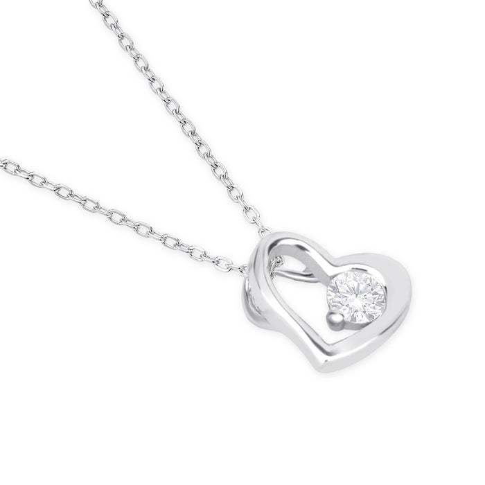 Floating Heart Glow Rhodium Plated 925 Silver Necklace