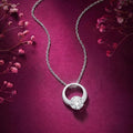 Floating Solitaire Circle Rhodium Plated 925 Silver Necklace