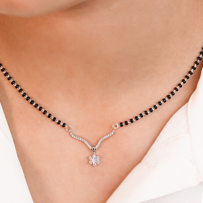 Floral 925 Silver Mangalsutra