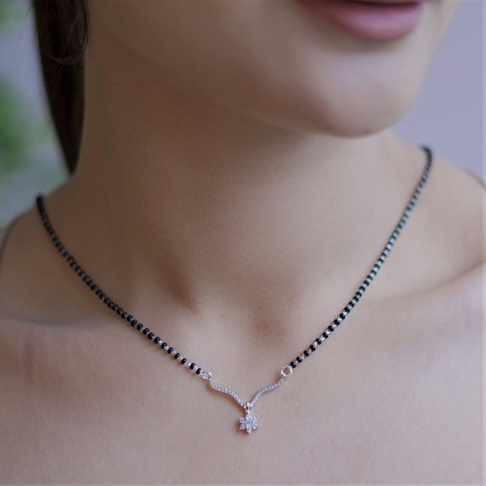 Floral 925 Silver Mangalsutra