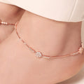 Floral Aura Rose Gold Plated CZ 925 Sterling Silver Anklet