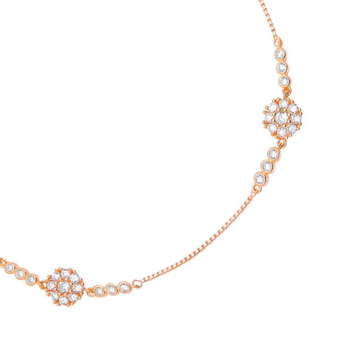 Floral Aura Rose Gold Plated CZ 925 Sterling Silver Anklet