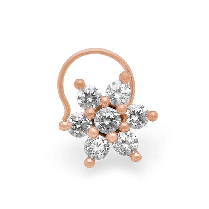 Floral Bloom Rose Gold Plated 925 Silver Nose Pin
