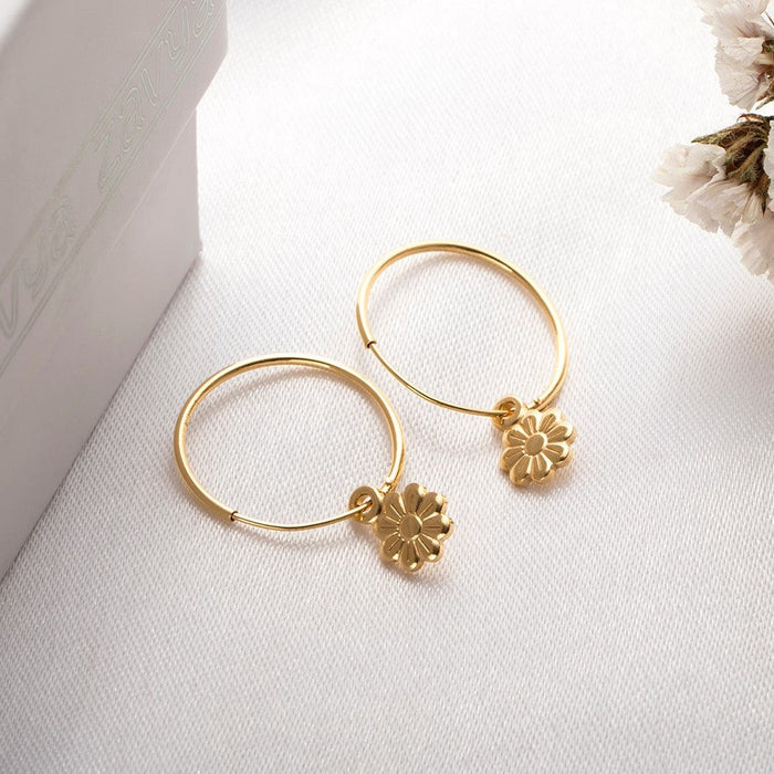 Floral Cascade Gold Plated Sterling Silver Hoop Earrings