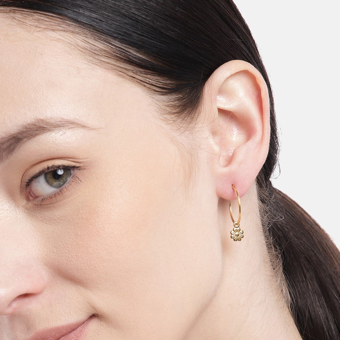 Floral Cascade Gold Plated Sterling Silver Hoop Earrings