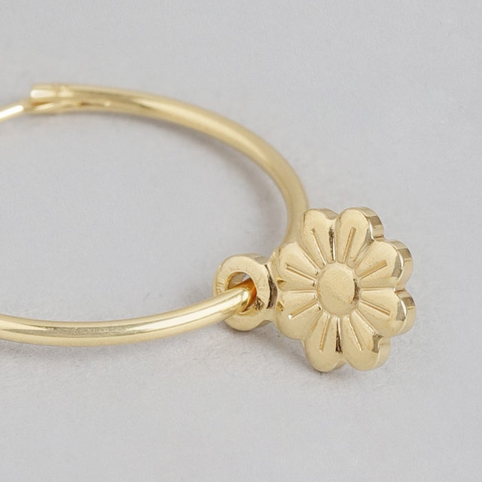 Floral Cascade Gold Plated Sterling Silver Hoop Earrings