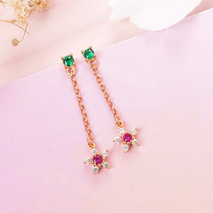 Floral Cascade Rose Gold Plated 925 Sterling Silver Earrings