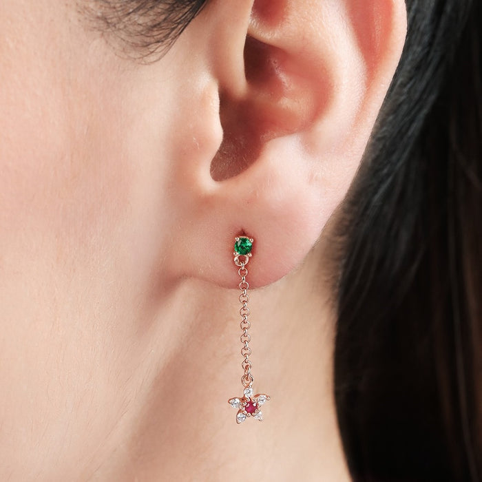 Floral Cascade Rose Gold Plated 925 Sterling Silver Earrings