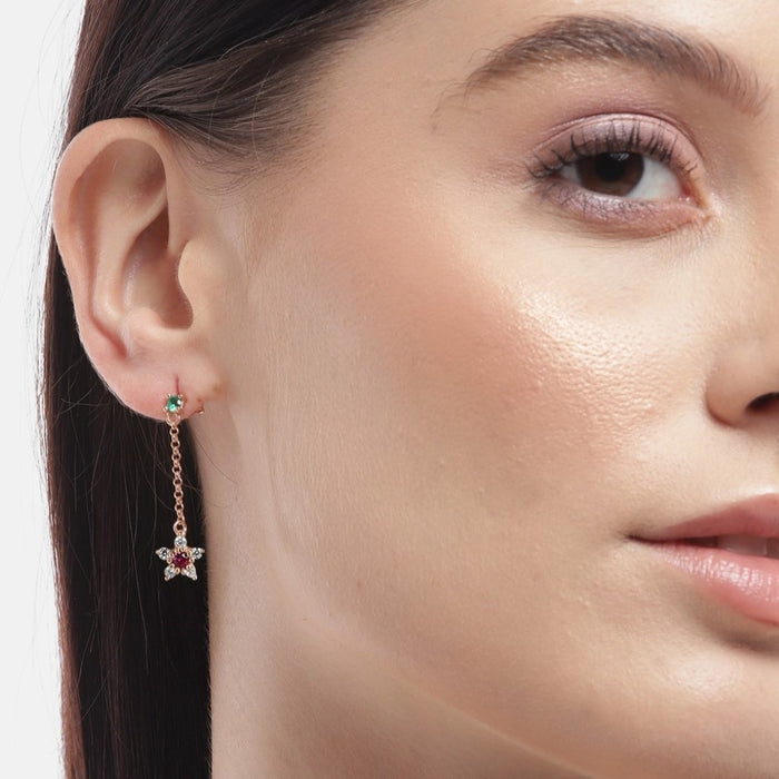Floral Cascade Rose Gold Plated 925 Sterling Silver Earrings