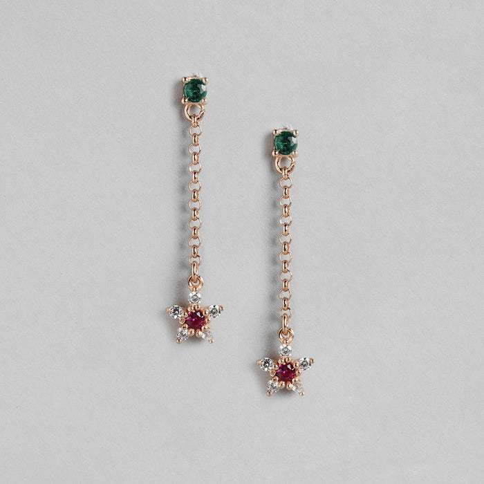 Floral Cascade Rose Gold Plated 925 Sterling Silver Earrings