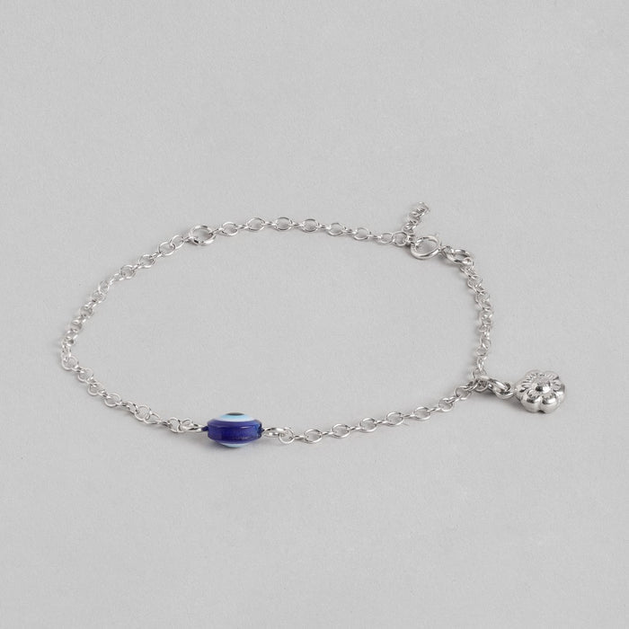 Floral Charm Evil Eye 925 Silver Bracelet