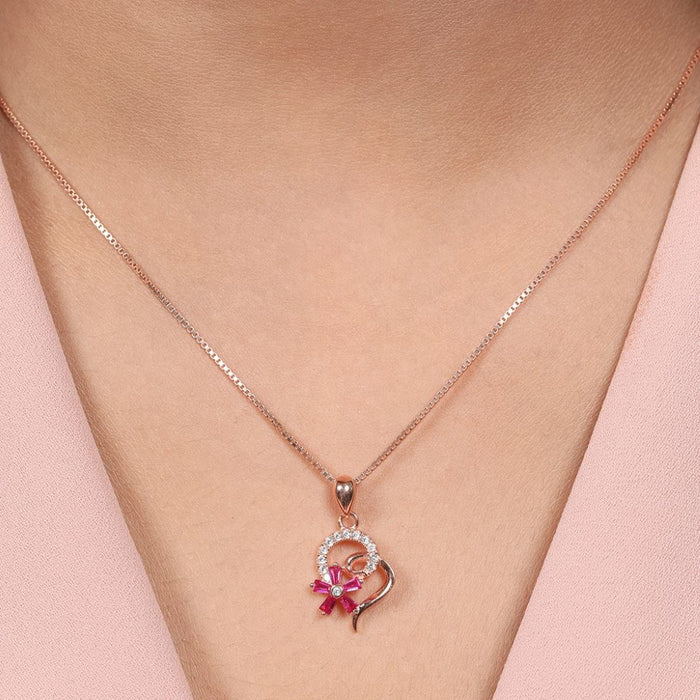 Floral Circles Rose Gold Plated 925 Sterling Silver Women's Pendant