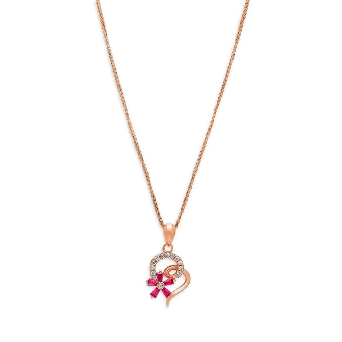 Floral Circles Rose Gold Plated 925 Sterling Silver Women's Pendant