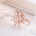 Floral Cubic Zirconia Rose Gold Plated 925 Sterling Silver Ring (Onesize)