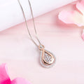 Floral CZ Harmony Dual Tone-Plated 925 Sterling Silver Pendant with Chain