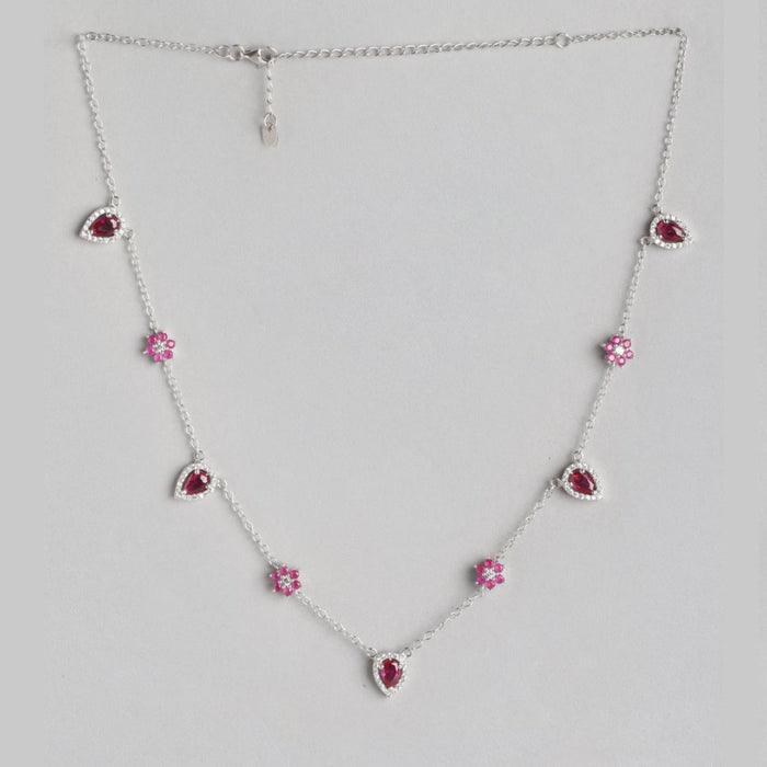 Floral CZ Radiance 925 Sterling Silver Adjustable Necklace