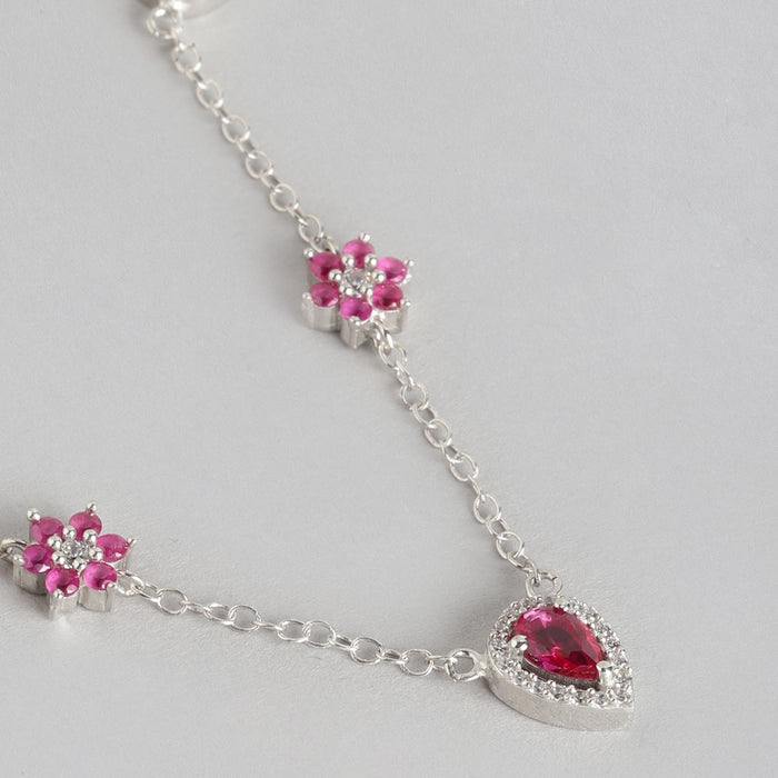 Floral CZ Radiance 925 Sterling Silver Adjustable Necklace