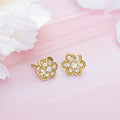 Floral CZ Studded Gold Plated 925 Sterling Silver Studs
