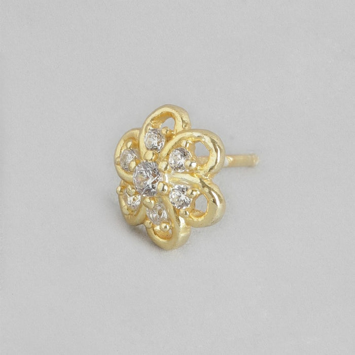 Floral CZ Studded Gold Plated 925 Sterling Silver Studs