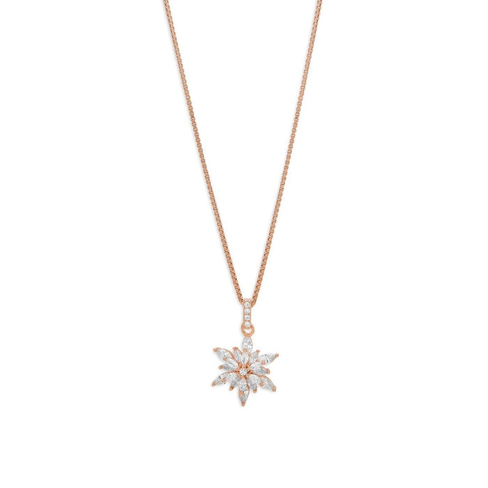 Floral Elegance 925 Sterling Silver Rose gold Pendant with Chain
