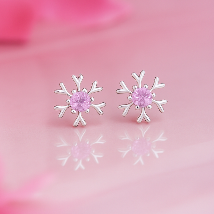 Floral Elegance Rhodium Plated 925 Sterling Silver Stud Earrings