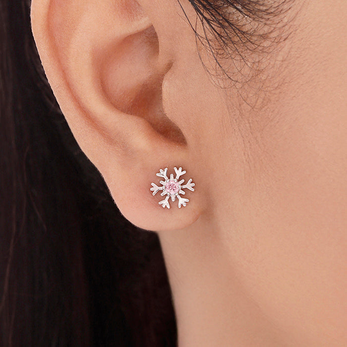 Floral Elegance Rhodium Plated 925 Sterling Silver Stud Earrings