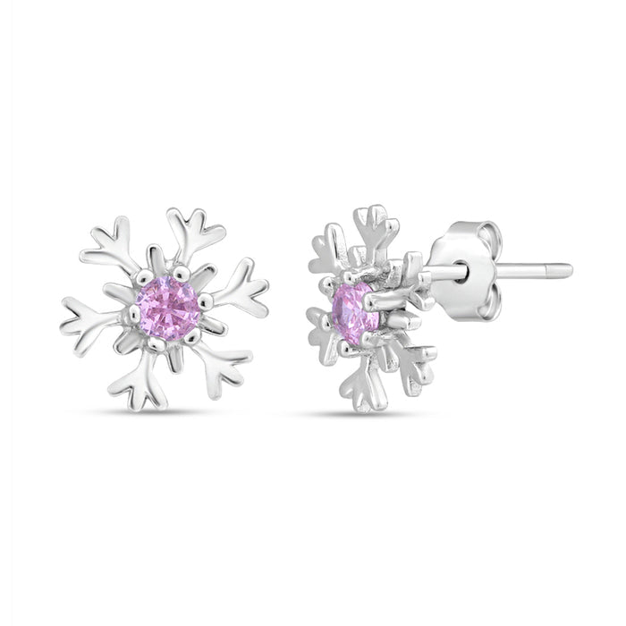 Floral Elegance Rhodium Plated 925 Sterling Silver Stud Earrings