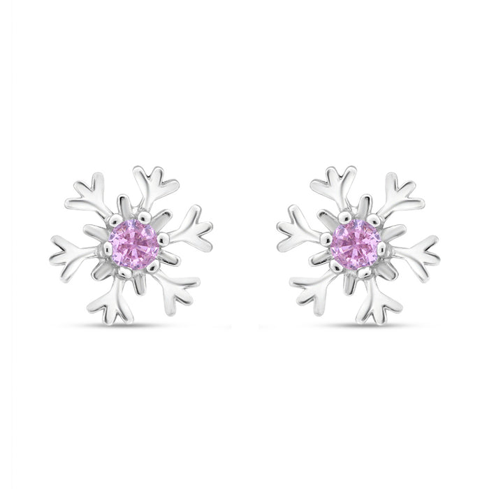 Floral Elegance Rhodium Plated 925 Sterling Silver Stud Earrings