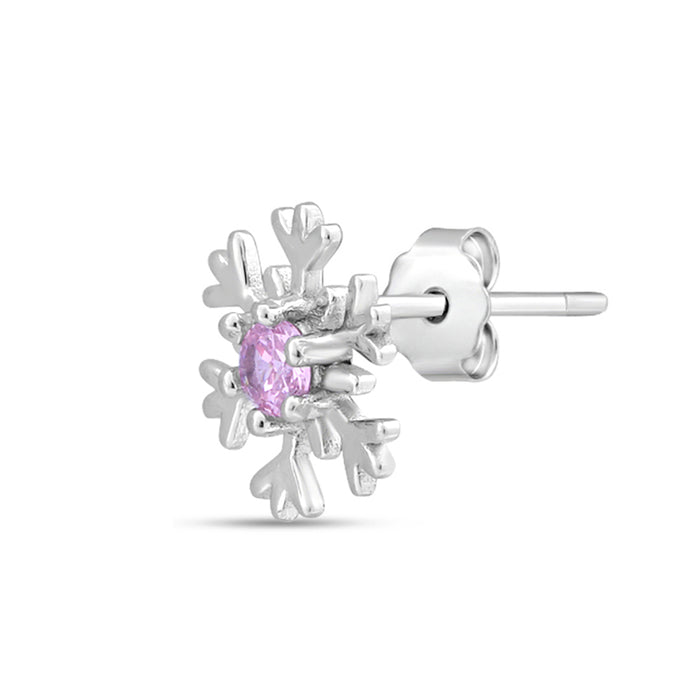 Floral Elegance Rhodium Plated 925 Sterling Silver Stud Earrings